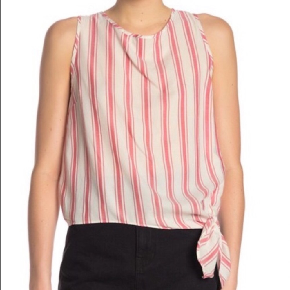 Madewell Red/Pink Striped Tank with Tie